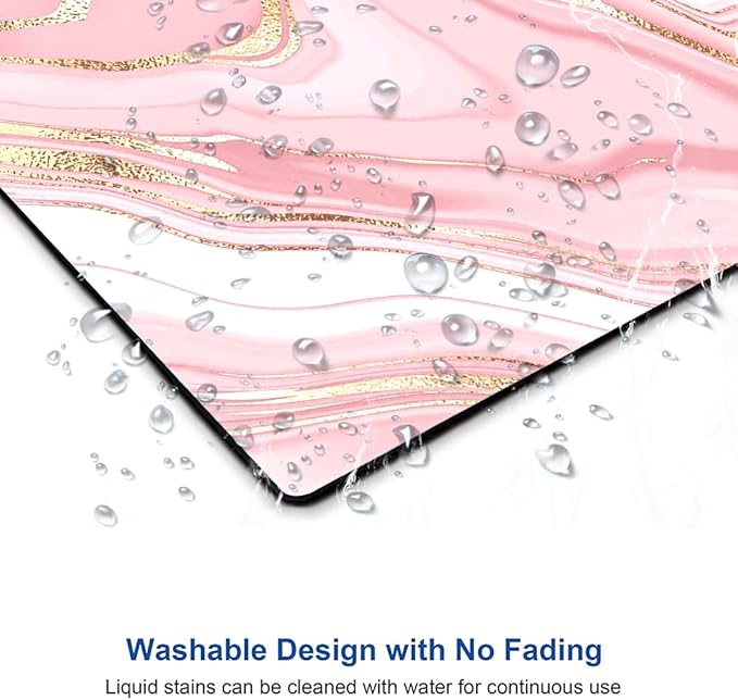 Cute Mouse Pad, Pink Gold Marble Mouse Pad, Square Personalized Mouse Mat with Design, Non-Slip Rubber Base Computer Mousepad for Office Laptop Desk