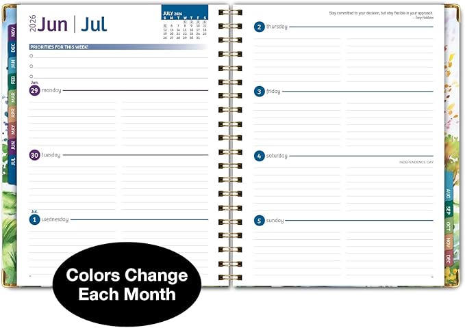HARDCOVER 2026 Planner, 7"x9": 14 Months (November 2025 - December 2026), Daily Weekly Monthly Planner, Yearly Agenda, Bookmark, Pocket Folder and Sticky Note Set (Tree Seasons)