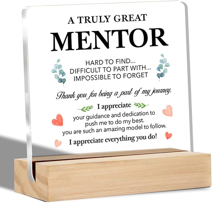 Thank You Mentor Gifts a Truly Great Mentor Clear Desk Decorative Sign Mentor Appreciation Gift for Birthday Retirement Leaving Acrylic Sign with Stand Table Plaque Sign Keepsake