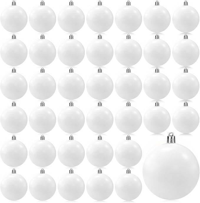 40 Pcs Christmas Ball Ornaments 4 Inch UV Resistant and Waterproof Shatterproof Shiny Plastic Christmas Tree Hanging Ornaments Decoration for Indoor Outdoor Holiday Party(Matte White)