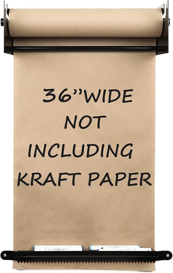 36" Kraft Paper Dispenser Wall Mount，Butcher Paper Dispenser，Paper Roll Cutter to Do Lists,Ideal for Home,Office Wall Paper Holder with Serrated Edge Cut Bar-Black