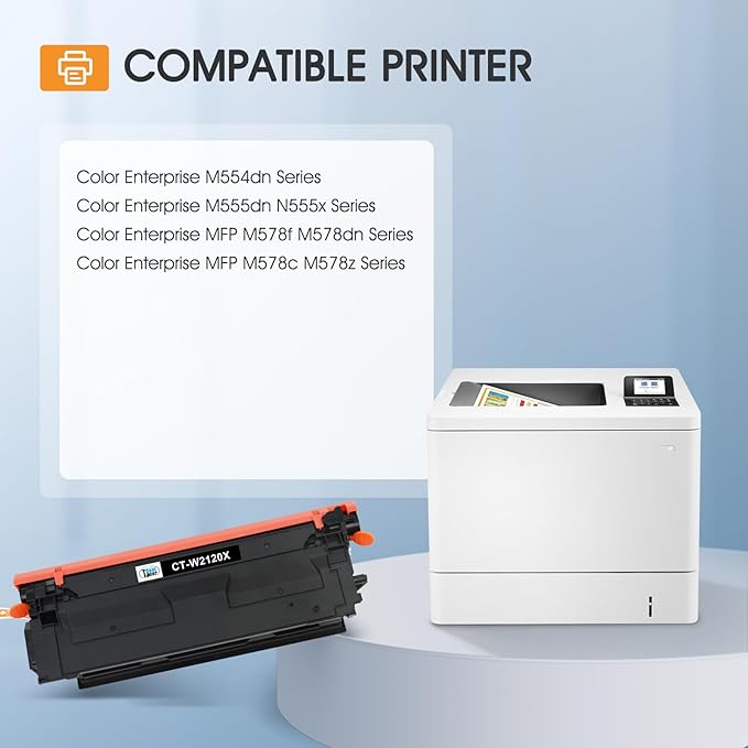212X 212A Toner Cartridges 4 Pack Compatible for HP 212X 212A W2120X W2120A (with Chip) for Color Laserjet Enterprise M555dn M554dn M555x M554 M555 MFP M578 Series Printer Ink (New Version-BK/C/Y/M)