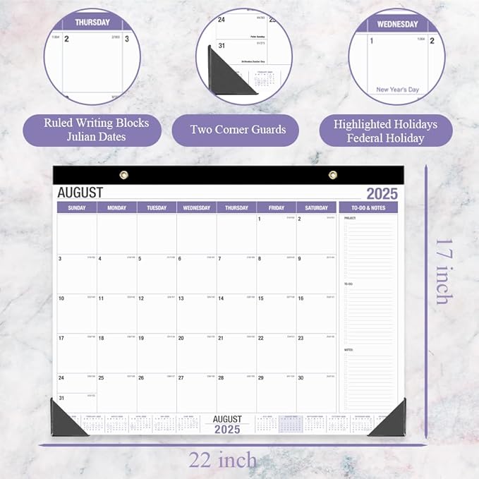 Large Desk Calendar 2025-2026, Runs from August 2025 to December 2026, 22" x 17" Desk Calendars with to-do List, 17 Months Calendar 2025, Extra Large Desk Calendar for Home or Office