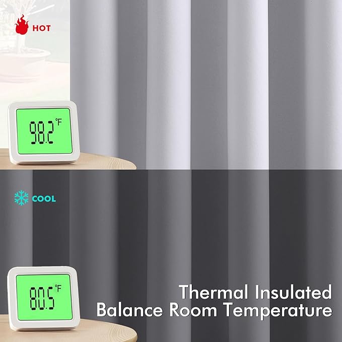 MIULEE Blackout Curtains for Bedroom Living Room 84 Inches Long 2 Panels, Thermal Insulated Room Darkening Drapes Solid Grommet Noise Reduction Light Blocking Window Curtains 40x84 Inch Greyish White