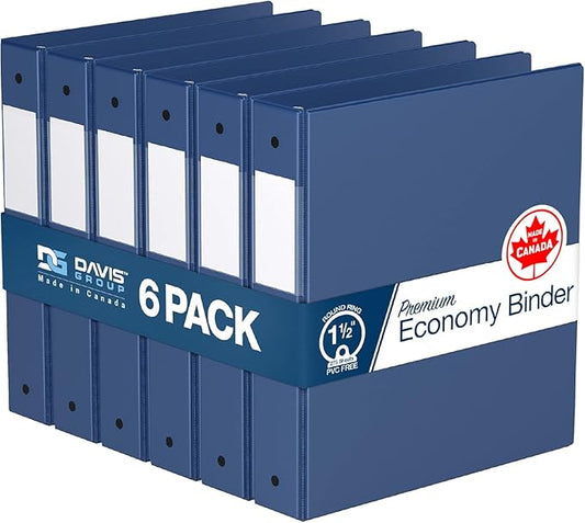 Premium Economy 6-Pack 3-Ring Binders for School or Office, Round-Ring Binders, 1.5 Inch, Royal Blue