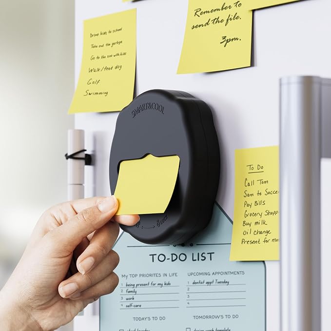 SMART&COOL Magnetic Pop-Up Note Dispenser for 3 x 3 in Pop-Up Sticky Notes, 1Pack, Black (Notes Not Included)