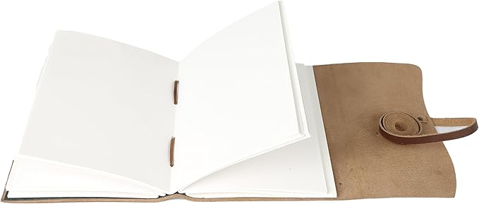 Dark Tan Leather Journal 7x5 | Handmade Vintage Notebook with Unlined Pages | Rustic Cotton Paper | Antique-Style Travel Diary & Sketchbook for Men & Women
