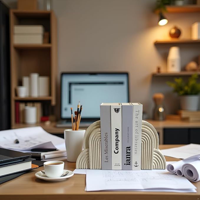 LIFFY Decorative Book Ends for Shelves,Modern Statue Bookends for Home Decor,Resin Non-Slip Book Stopper for Office,Study,Desk,Bookshelf