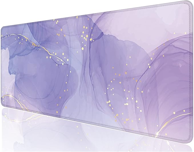Desk Mat, 32" x 12" XXL Extended Large Gaming Mouse Pad, Desktop Decor Desk Pad, Cute Men Women Office Supplies and Accessories, XL Mouse Mat for Laptop & Keyboard, Minimalism Purple Marble
