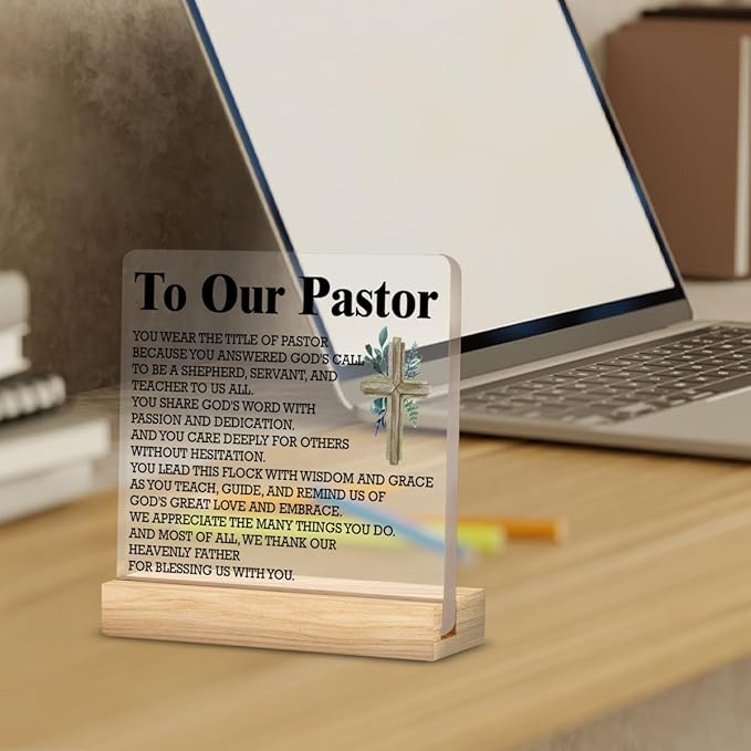 Gifts for Pastors, Thank You Gift for Pastor Preacher Church Leader, to Our Pastor Clear Desk Decorative Sign Home Acrylic Decor