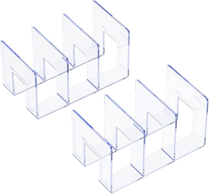 YAGELI Clear Acrylic Purse/Handbag Organizer - 3 Sections Divider for Closet Storage - Sturdy Organizer Rack for Purses, Handbags, and Clutches(2Pack-3Sections)