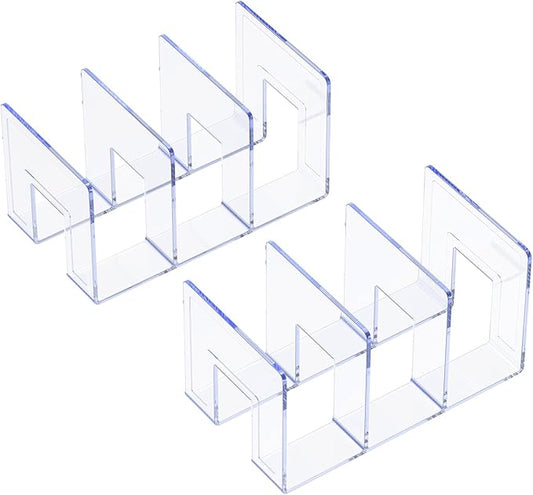 YAGELI Clear Acrylic Purse/Handbag Organizer - 3 Sections Divider for Closet Storage - Sturdy Organizer Rack for Purses, Handbags, and Clutches(2Pack-3Sections)