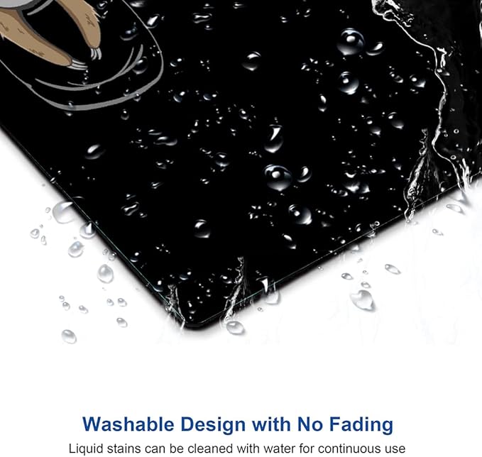 Hokafenle Sloth Mouse Pad - Black With Animal Design, Non-Slip Rubber Base for Desk, Office, Laptop - Cute Square Wireless Mousepad