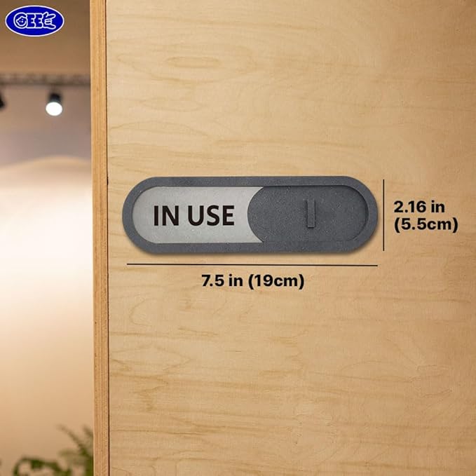 GEEKBEAR In Use Available Slider Door Sign for Home Office - Premium MDF, 7.5 x 2.2 in (Blue)
