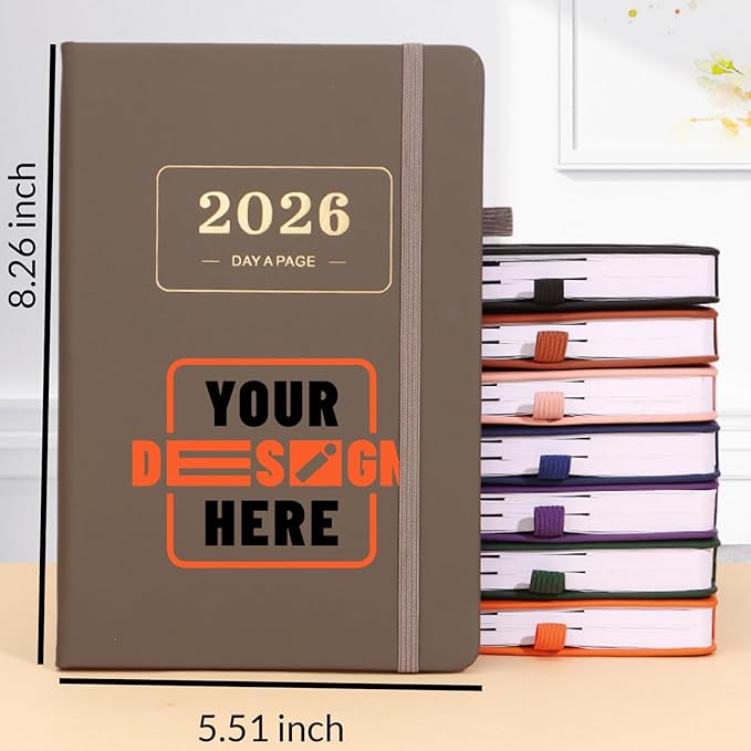 Customizable 2026 Daily Planner - Add Your Design/Logo/Text/Photo, Day a Page Personalized Journal with Multiple Colors Hardcover, Custom Agenda Book for Productivity & Organization, Purple