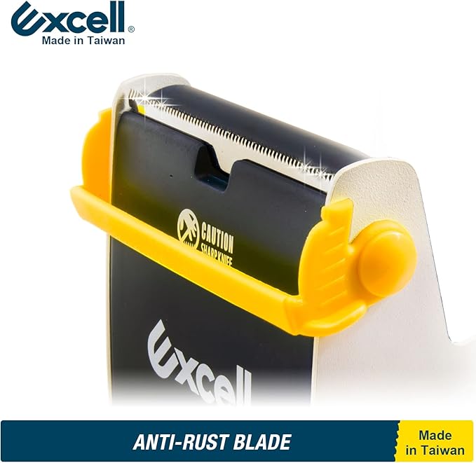 Excell ET-337 Heavy Duty Steel Desk Tape Dispenser (3" Wide) with Safety Blade Cover, Desk Top Dispenser for Home,Office, Shop, Retail Store and Warehouse Wrapping Purpose (3 Inch)