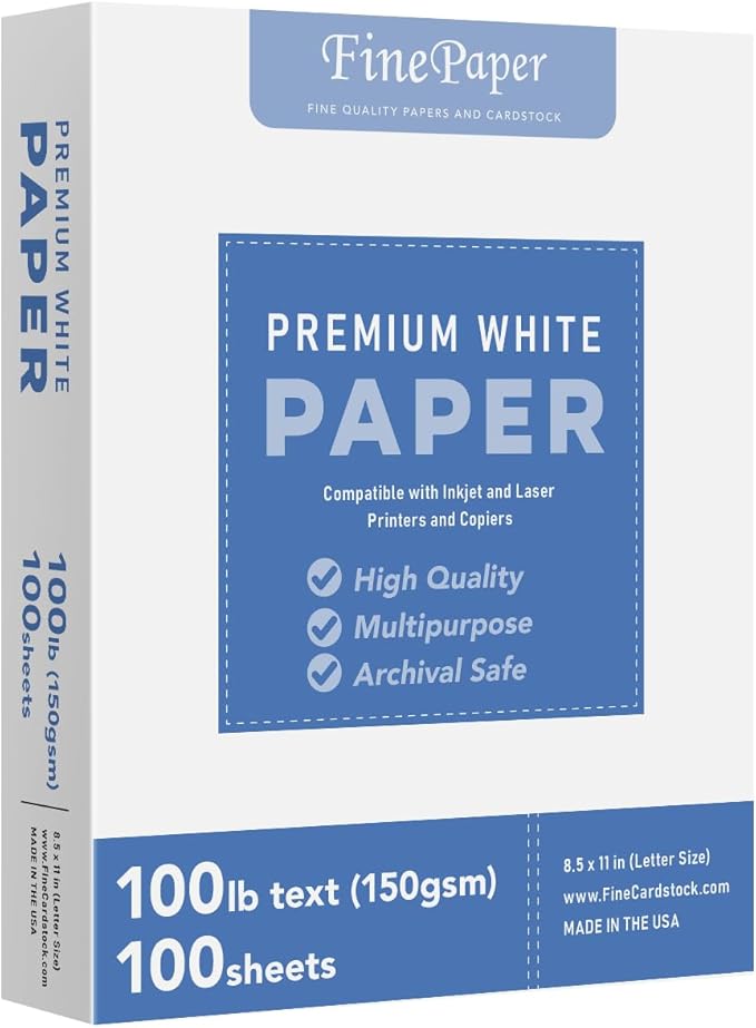 Bright White Paper - Multipurpose Office Print Writing Copy - Flyers, Posters, Design Proposals, Business Documents | 8.5 x 11 | 100lb Text (40lb Bond) | Acid Free Paper | 100 Sheets per Pack