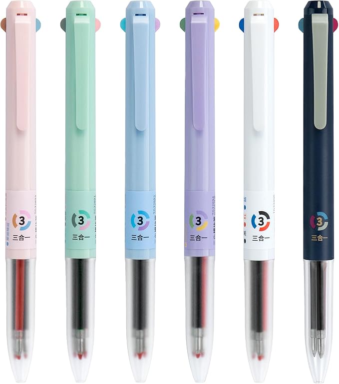 Woomer 3-in-1 Retractable Gel Pens 18 Colors - 0.5mm Fine Point Smooth Writing - Gel Ink Multicolor pens for Journaling Planner, 6 Count Nurse Pens for Journaling Home, Office, Note-taking, Teacher