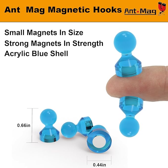 Ant Mag Magnetic Push Pins 48pcs Strong Whtieboard Pins Magnets Perfect Use for Map Fridge Kitchen Home Office Classroom