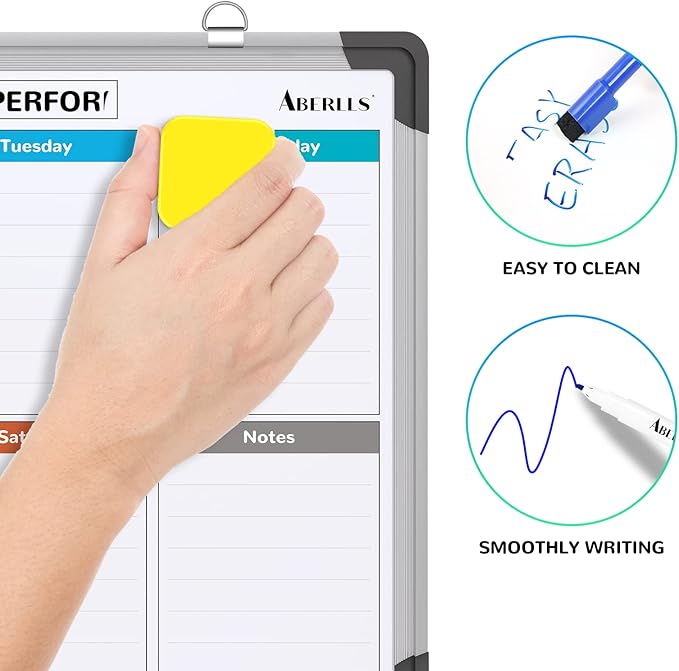 Small Weekly Calendar Dry Erase Whiteboard for Wall, 16" x 12" Magnetic Dry Erase Board, Hanging Double-Sided White Board, Portable Board for List, Kitchen, Planning, Memo, Home, Office