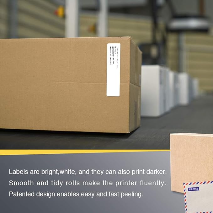 BETCKEY - 4" x 1" (102 mm x 25 mm) Multipurpose Labels Compatible with Zebra & Rollo Label Printer,Premium Adhesive & Perforated [6 Rolls, 8250 Labels]