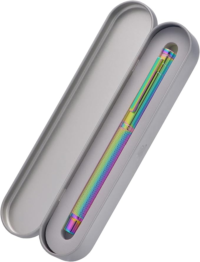 Asvine Hongdian Forest Fountain Pen Bent Nib Rainbow Color with Converter and Metal Pen Box Set