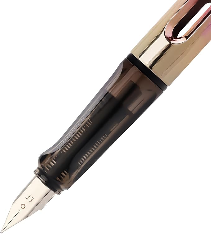 Ludato Disposable Color Fountain Pens for Writing-Pack of 4 - Blue,Green,Orange,Rose Pink