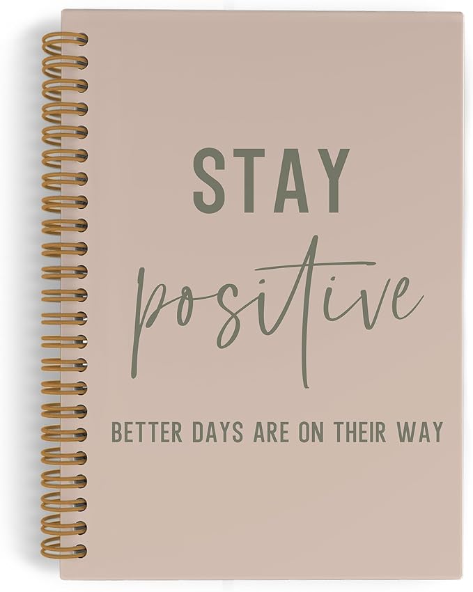 QLMX Stay Positive Inspirational Spiral Notebook for Women Men Employee, Positive Affirmation Journal Notebook, Motivational Coworkers Notebooks for Work, Motivational Office Supplies Gifts, 5.5x8.3