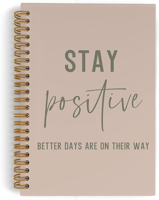QLMX Stay Positive Inspirational Spiral Notebook for Women Men Employee, Positive Affirmation Journal Notebook, Motivational Coworkers Notebooks for Work, Motivational Office Supplies Gifts, 5.5x8.3