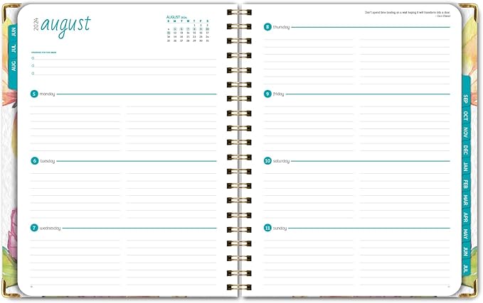 HARDCOVER Academic Year 2024-2025 Planner: (June 2024 Through July 2025) 8.5"x11" Daily Weekly Monthly Planner Yearly Agenda. Bookmark, Pocket Folder and Sticky Note Set (Watercolor Butterflies)