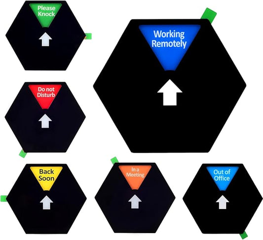 Kichwit Privacy Sign, Do Not Disturb, Please Knock, In a Meeting, Out of Office, Working Remotely, 5 Inches, Black