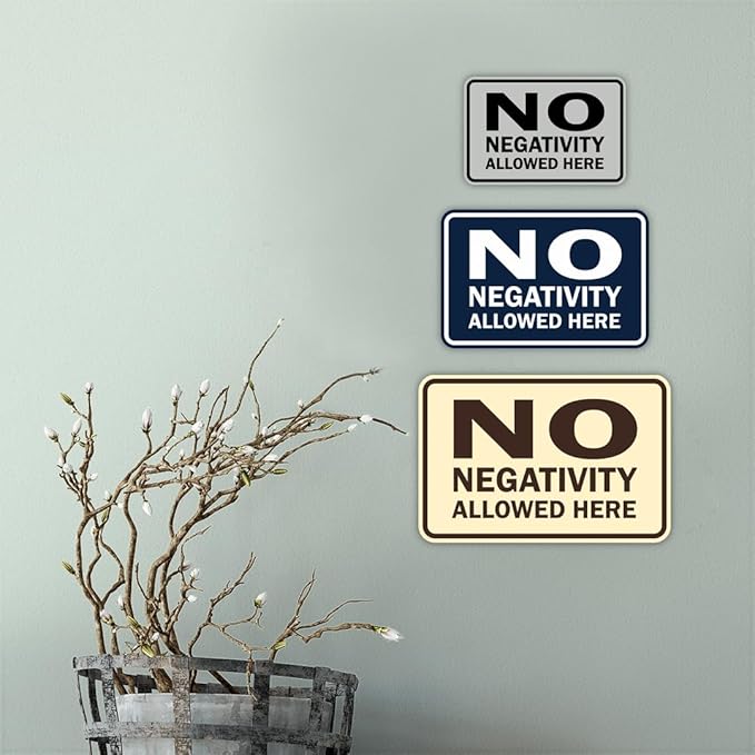 Signs ByLITA Classic Framed No Negativity Allowed Here Sign (White/Red) - Small 5 Pack