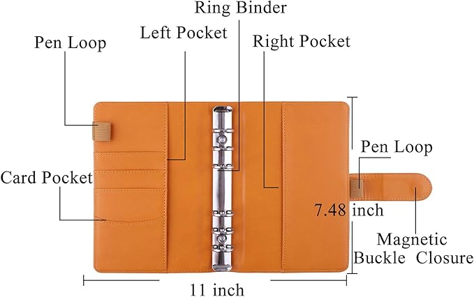 Antner Budget Binder with Zipper Envelopes, Money Organizer for Cash, Cash Envelopes for Budgeting, Budget Planner Savings Binder with Cash Envelopes & Colorful Stickers for Money Saving, Dark Yellow