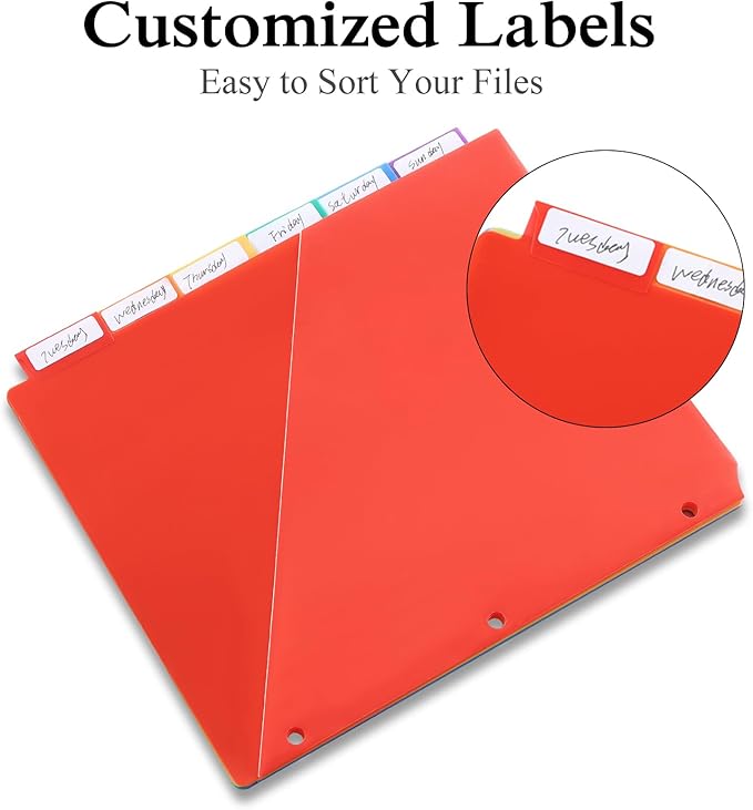 SEEKIND 12 Pack Binder Dividers with Pocket,12 Tab Binder Dividers for 3 Ring Binders,Subject Dividers for US Letter Size in 0.5, 1, 2, 3 inch Binders, Multicolor (12)