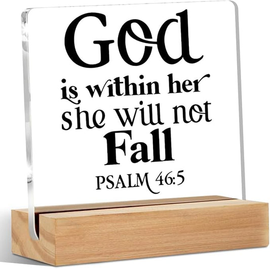 Christian Gifts for Women Acrylic Sign Decor Christian Home Office Table Decor Acrylic Plaque, Bible Verse Shelf Cubicle Desktop Art Decoration, Inspirational Religious Gifts for Women Friend Her
