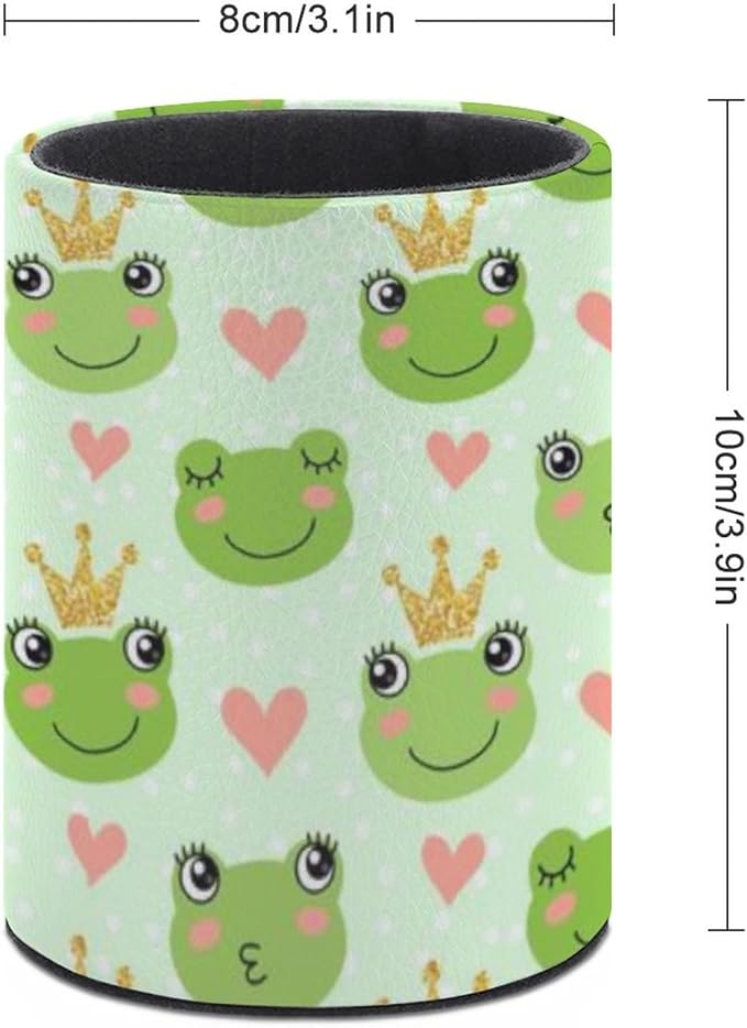 Cute Frogs Pen Holder Pencil Organizer Cute Pencil Cup Desk Decor Makeup Brush Holder PU Multifunctional Office Suppliesfor Home Classroom School
