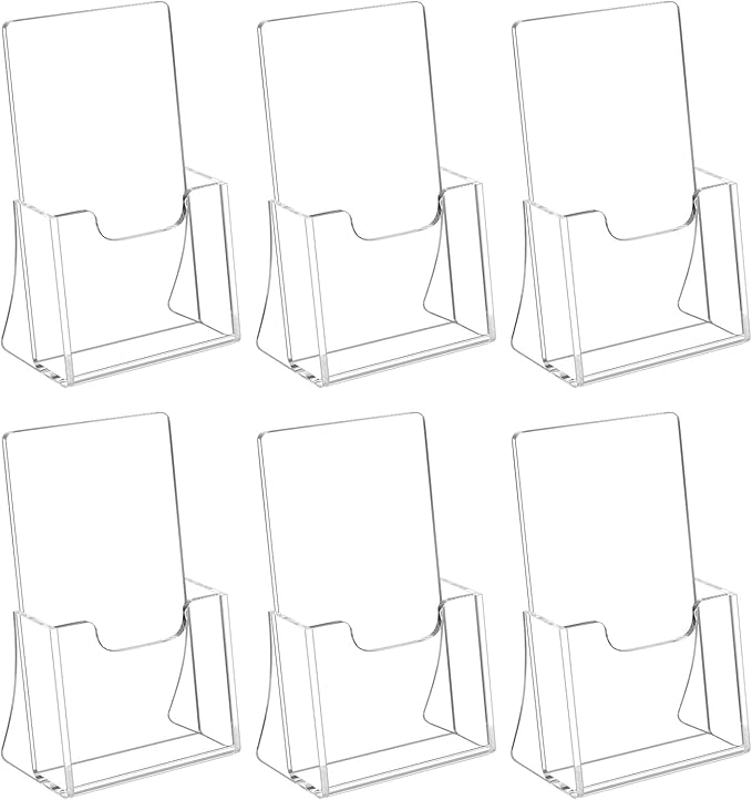 HIIMIEI Brochure Holder 4 x 6 inches, Acrylic Flyer Holder with 6 Pack, Plastic Stands for Displaying Flyer, Magazines, Pamphlets, Literature, Brochures, Booklets, Menu