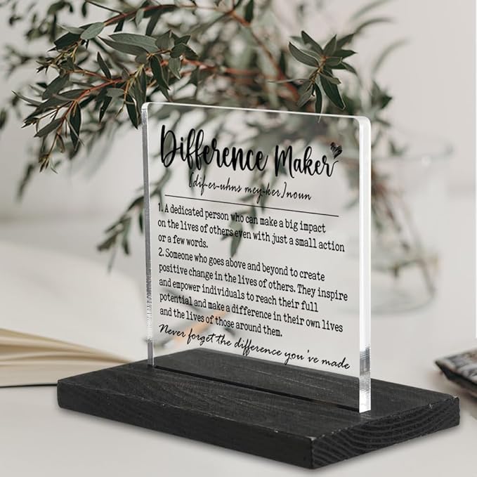 Thank you Appreciation Gifts for Coworkers Mentor Teacher Nurse, Going Away Gift Retirement Gift for Coworker Boss, New job Gift for Colleague Friend Sister, Difference maker Desk Decor-DX149