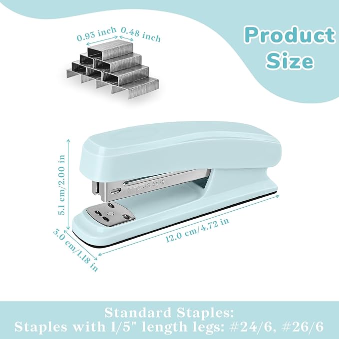 Temiary Staplers for Desk with 2000 Staples Standard, Jam Free, Reduced Effort, Stapler for School Office Home Supplies (Blue)