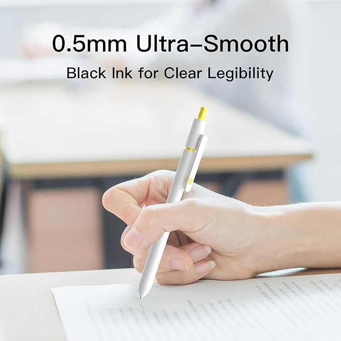 White Gel Pens,0.5mm Fine Point Tip,Quick Drying Ink, Aesthetic Cute Office School Supplies,Retractable Japanese Pen for School Office Home Supplies, Gifts for Women Men(10 Pcs Black Ink-White pen)