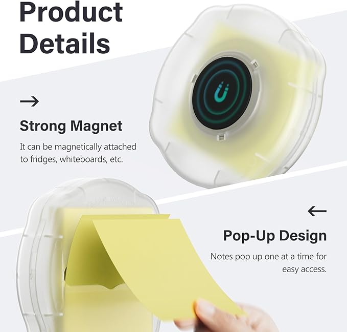 SMART&COOL Magnetic Pop-Up Note Dispenser for 3 x 3 in Pop-Up Sticky Notes, 1Pack, Frosted Clear (Notes Not Included)