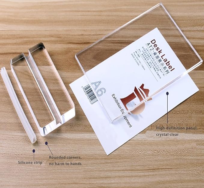 2 Pack Acrylic Sign Holder Menu Displays Double Sided Sign Stand A4/A5/A6 Clear (Transparent Horizontal A4 297×210mm/11.69×18.27 inches)