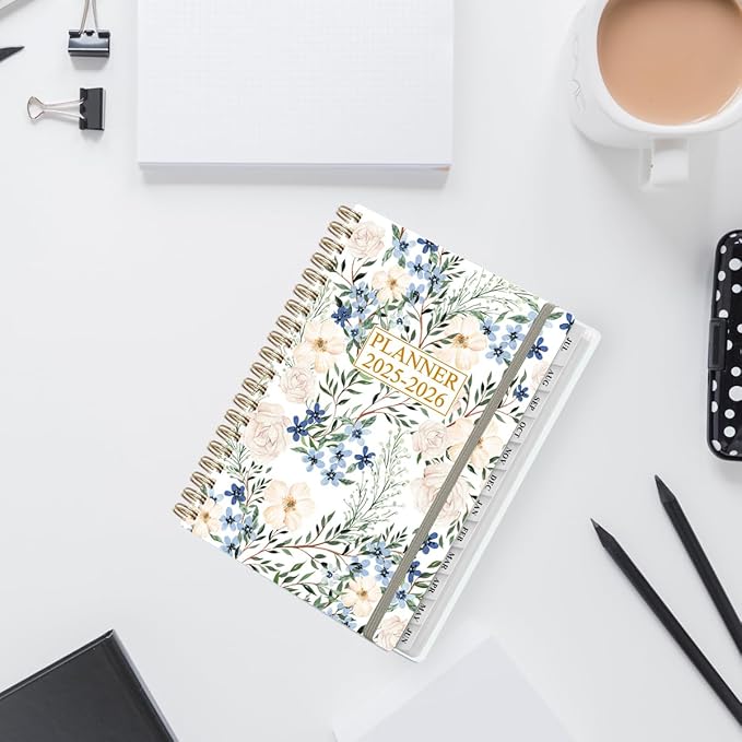 Planner 2025-2026 - Weekly & Monthly Planner from July 2025 to June 2026, Agenda 2025 2026 with Inner Pocket, Elastic Band, 6.4" x 8.5", Crushed Flower