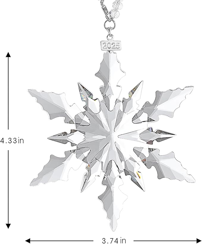 2025 Annual Christmas Ornaments Crystal Snowflake Star - Christmas Tree Ornaments Pendant Crystal Sun Catcher Home Hanging Decor
