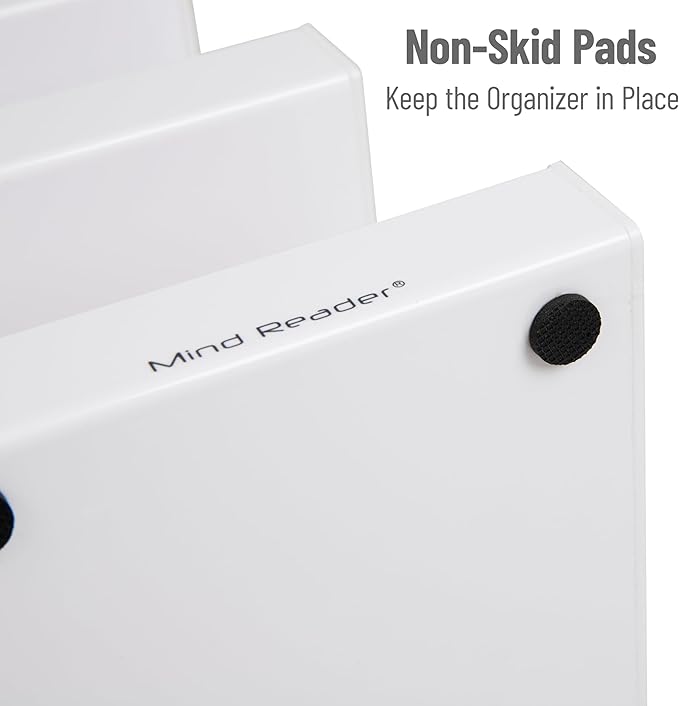 Mind Reader Coffee Tea Utensil and Condiment Station, Countertop Organizer, Coffee Bar, Kitchen, 6"L x 9"W x 16"H, White