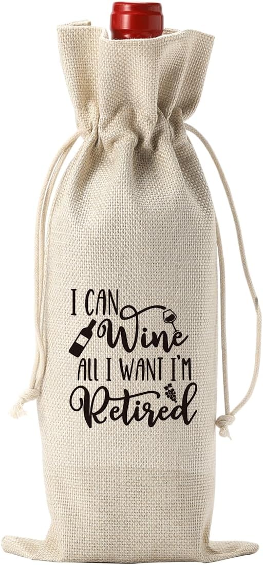 Funny Retirement Gifts for Woman Men Retirement Wine Gifts Bag Happy Retirement Party Decorations Retired Gifts Leaving Gifts for Coworkers Boss I Can Wine All I Want I'M Retired