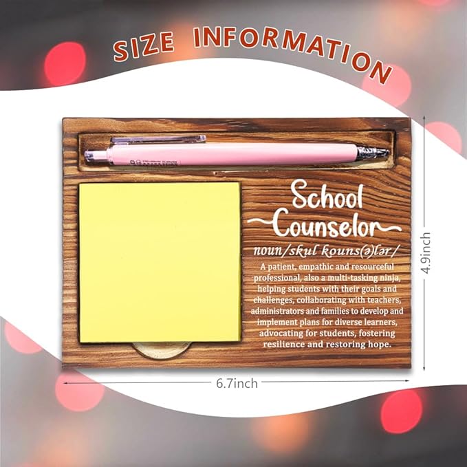 School Counselor Gifts, Thank You Appreciation Gifts for School Counselor, Going Away Gift Retirement Gift for School Counselor Coworker Boss,Counselor Office Self-Stick Note Pad Holders-DW12