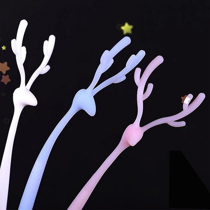 8 Pack Forest Deer Gel Pens, Christmas Pen Cute Animal Silicone Pen with 4 Colors & Soft Grip (Blue Ink), Aesthetic Kawaii Stationery for Journaling, School Supplies