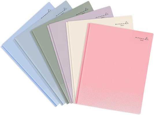 H4D Plastic 2 Pocket Folders with Prongs, Letter Size, Pastel Colors, 6 Pack