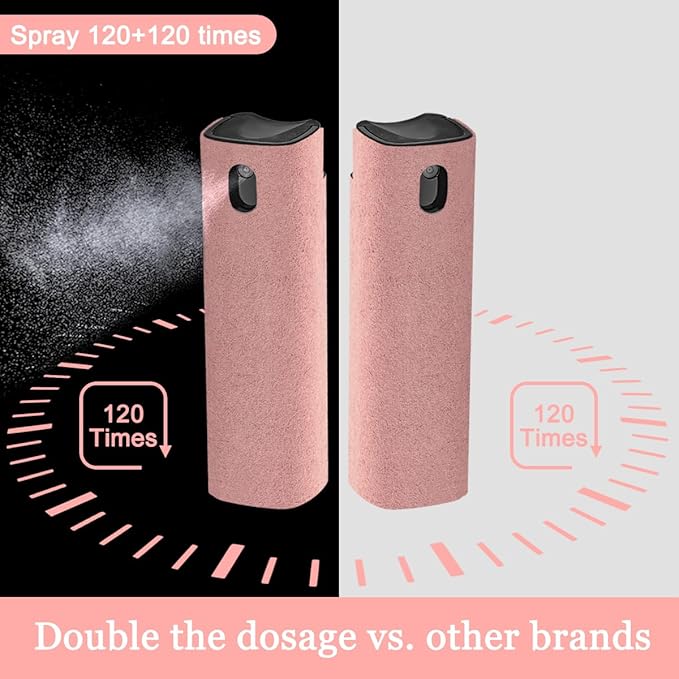 WALRFID 2 Pack Screen Cleaner Spray and Wipe, Computer Laptop Cleaning Kit for Electronic iPad, iPhone, Cellphone, Monitor, MacBook Pro, Car Display, Tablet, TV Flat Screens, Pink